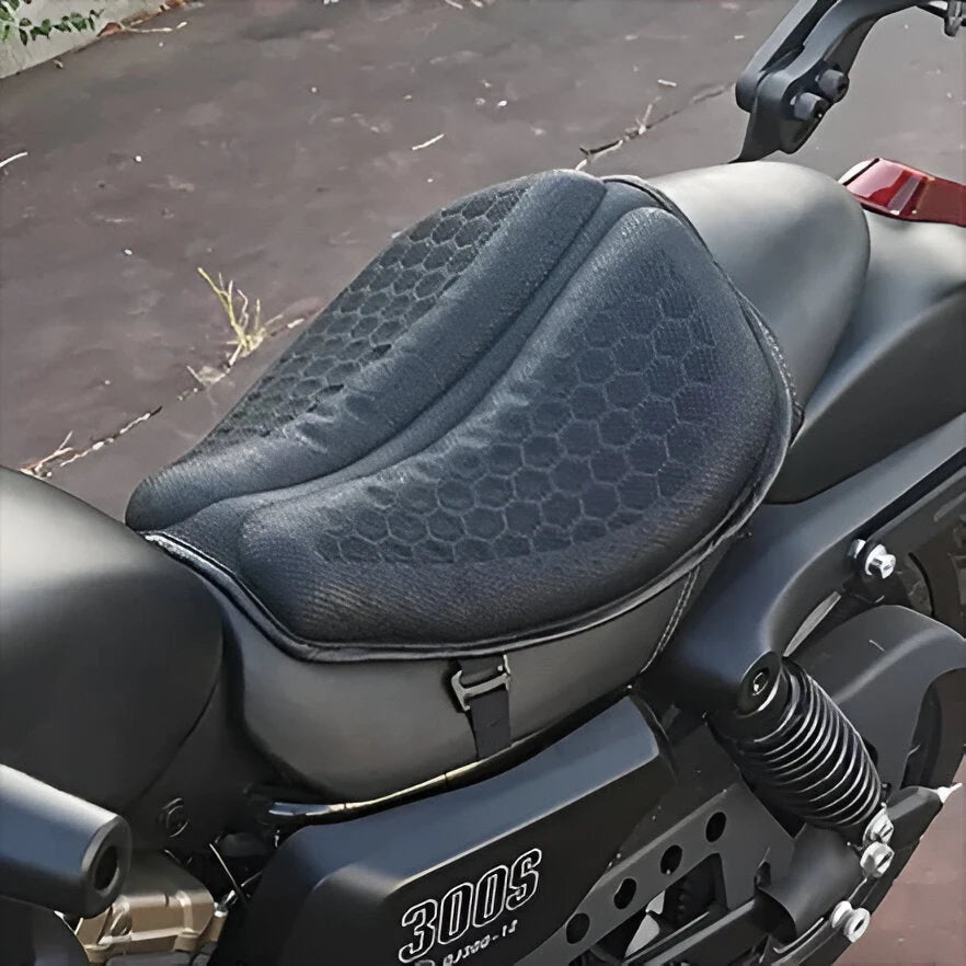 Motorcycle Gel Seat Cushion Honeycomb Airflow & Non-Slip Base