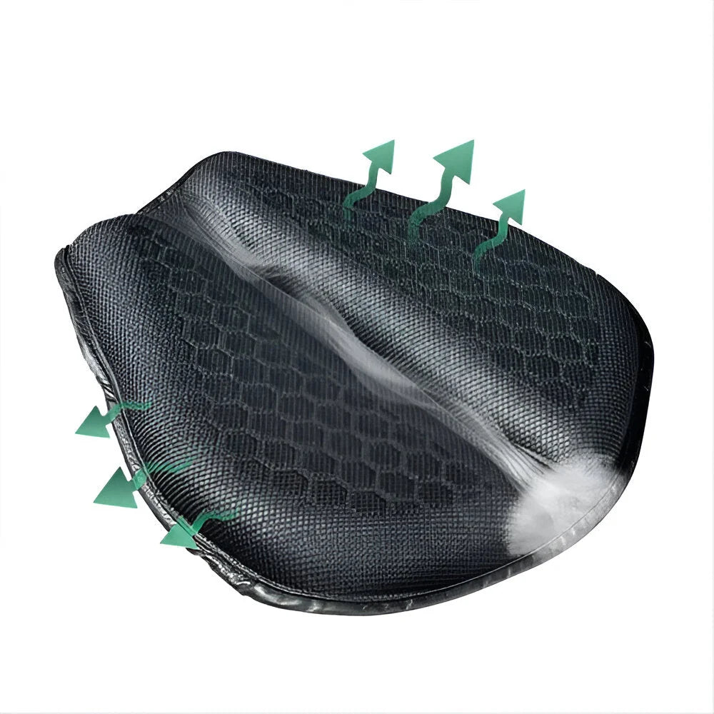 Motorcycle Gel Seat Cushion Honeycomb Airflow & Non-Slip Base
