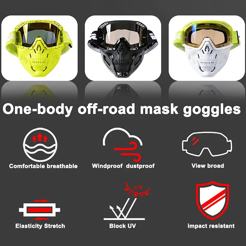 Motorcycle Goggles Impact-Resistant Lens Removable Filter Mask