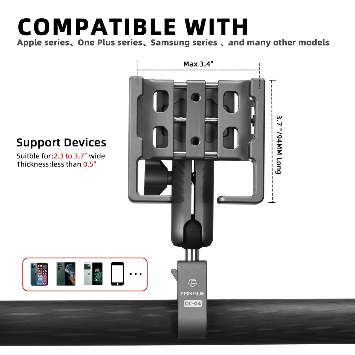 Motorcycle Phone Holder Stainless Steel Shock-Resistant