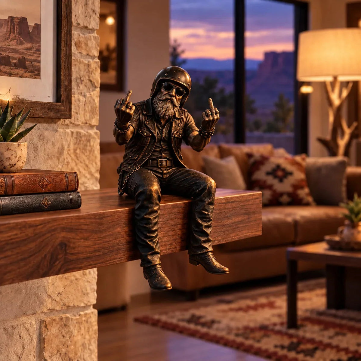 Motorcycle Rider Figurine Rustic Shelf Decor 5 Styles Available