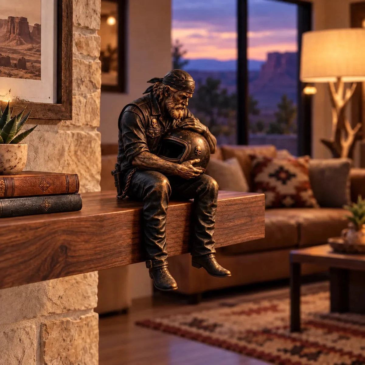Motorcycle Rider Figurine Rustic Shelf Decor 5 Styles Available