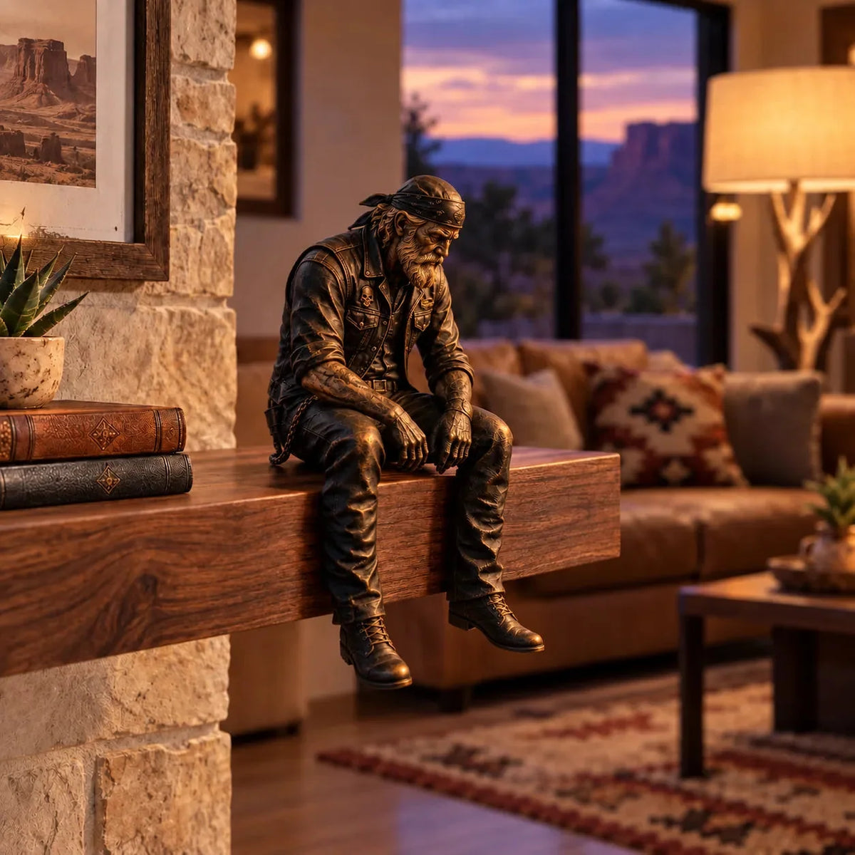 Motorcycle Rider Figurine Rustic Shelf Decor 5 Styles Available