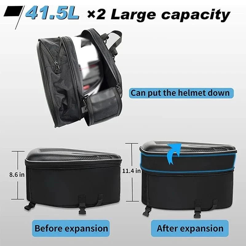 Motorcycle Saddlebags Waterproof 15.3 Gallon With Rain Covers