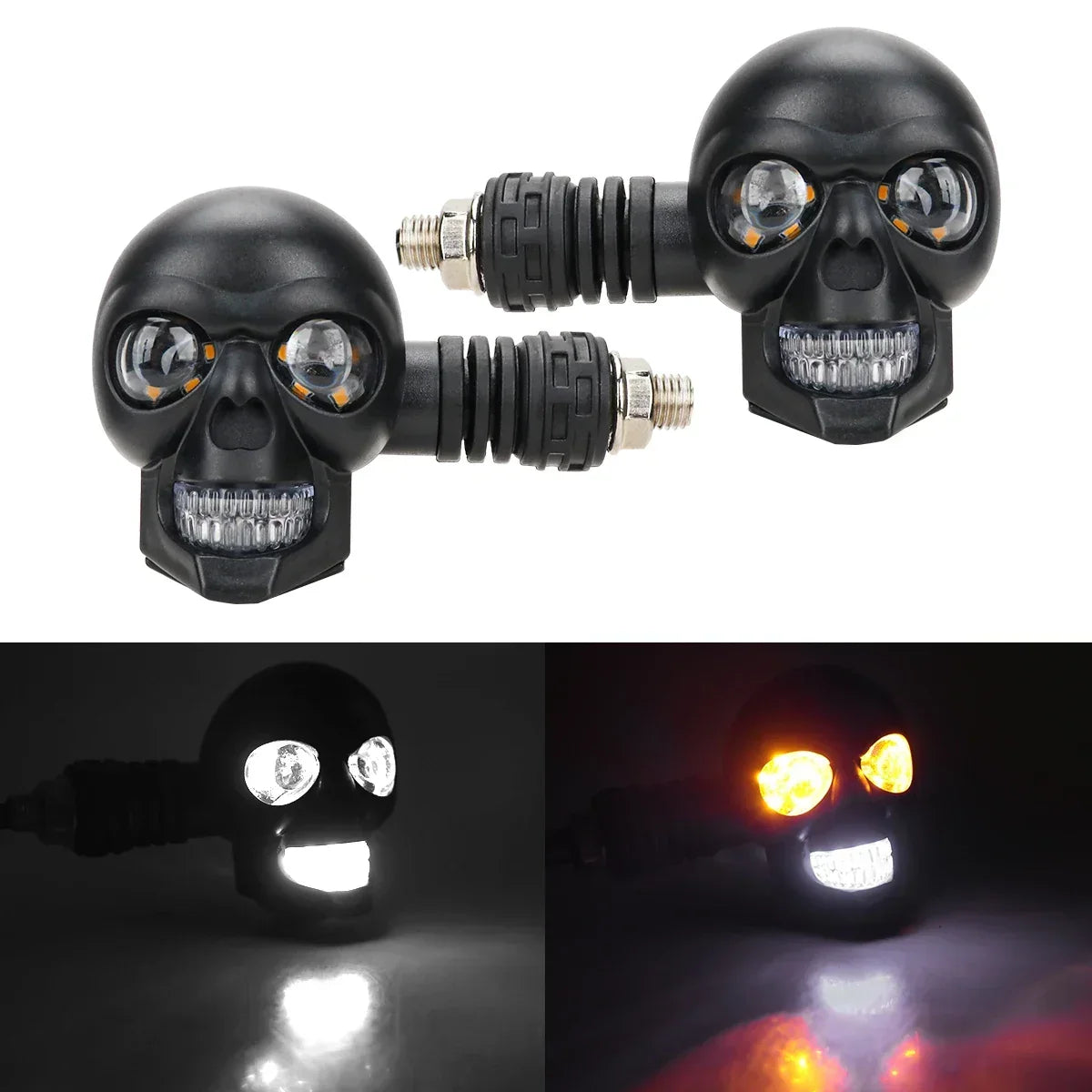 Motorcycle Turn Signal Lights Skull Design Dual-Mode LED