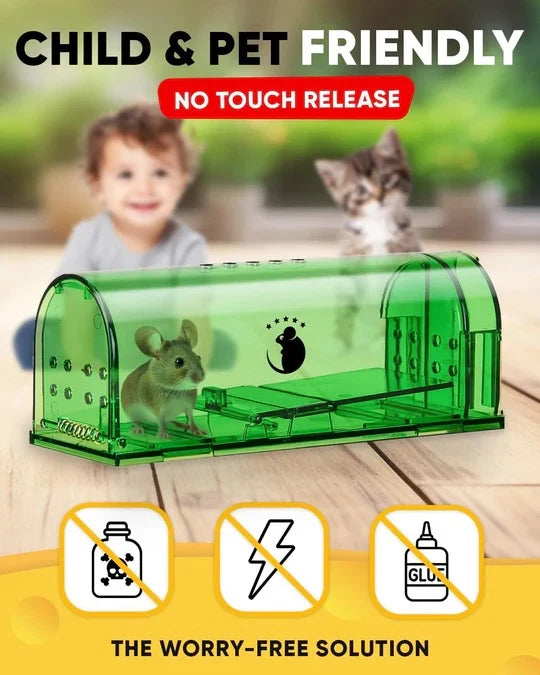 Mouse Trap Set Enclosed Live-Capture No-Touch Release