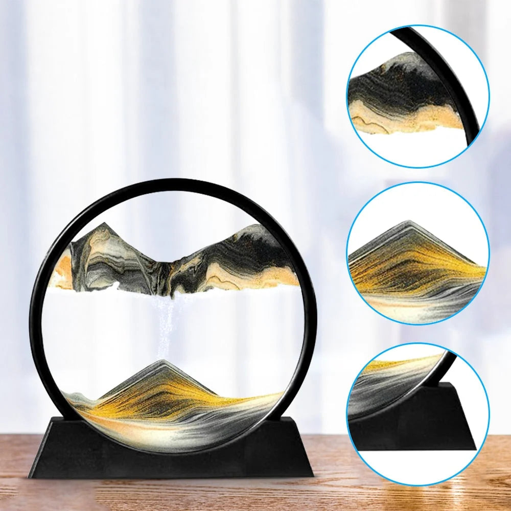 Moving Sand Art Display 3D Flowing Landscape 7-Inch