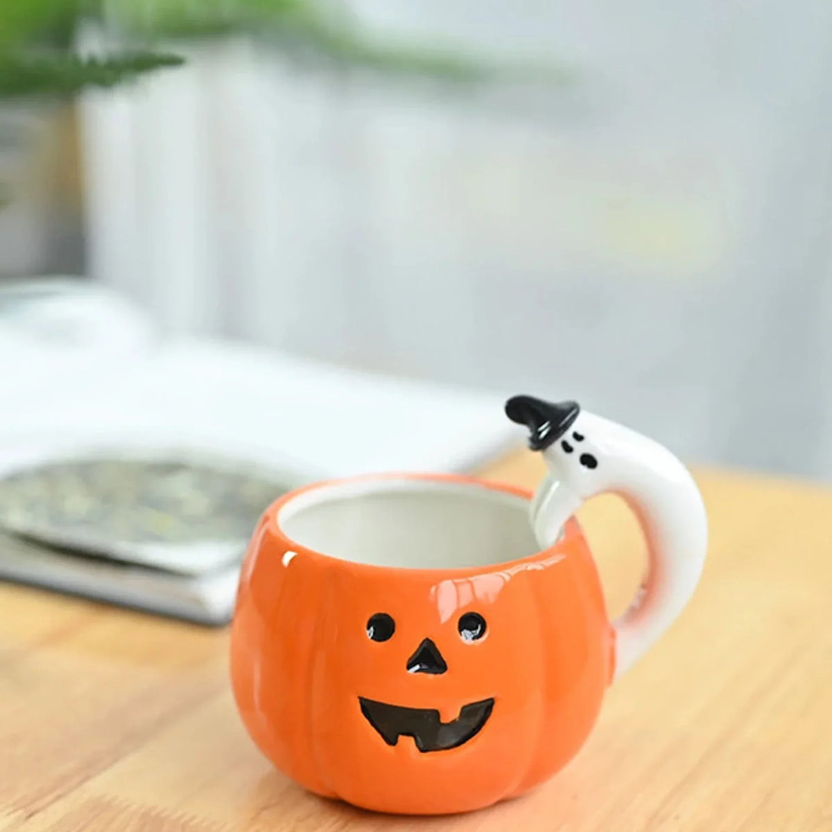 Mug Pumpkin-Shaped Ceramic Ghost Handle