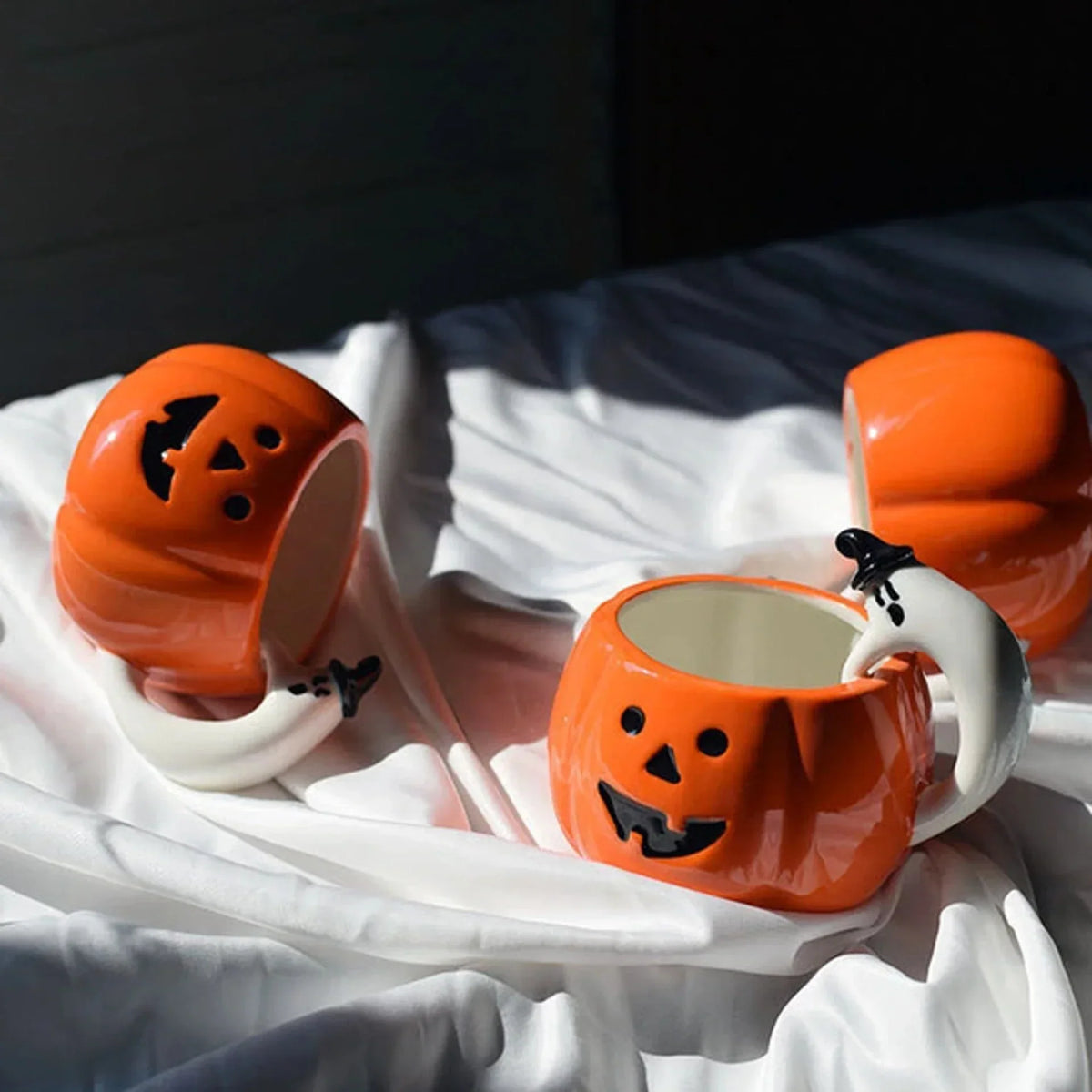 Mug Pumpkin-Shaped Ceramic Ghost Handle