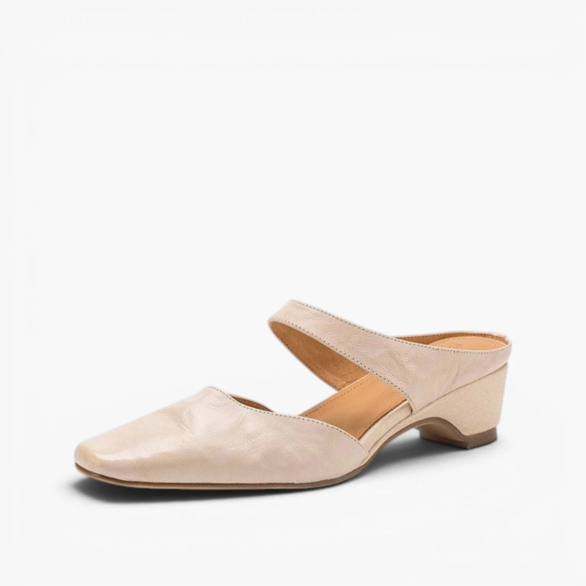 Mules Lambskin Leather Square Toe Wedge Heel