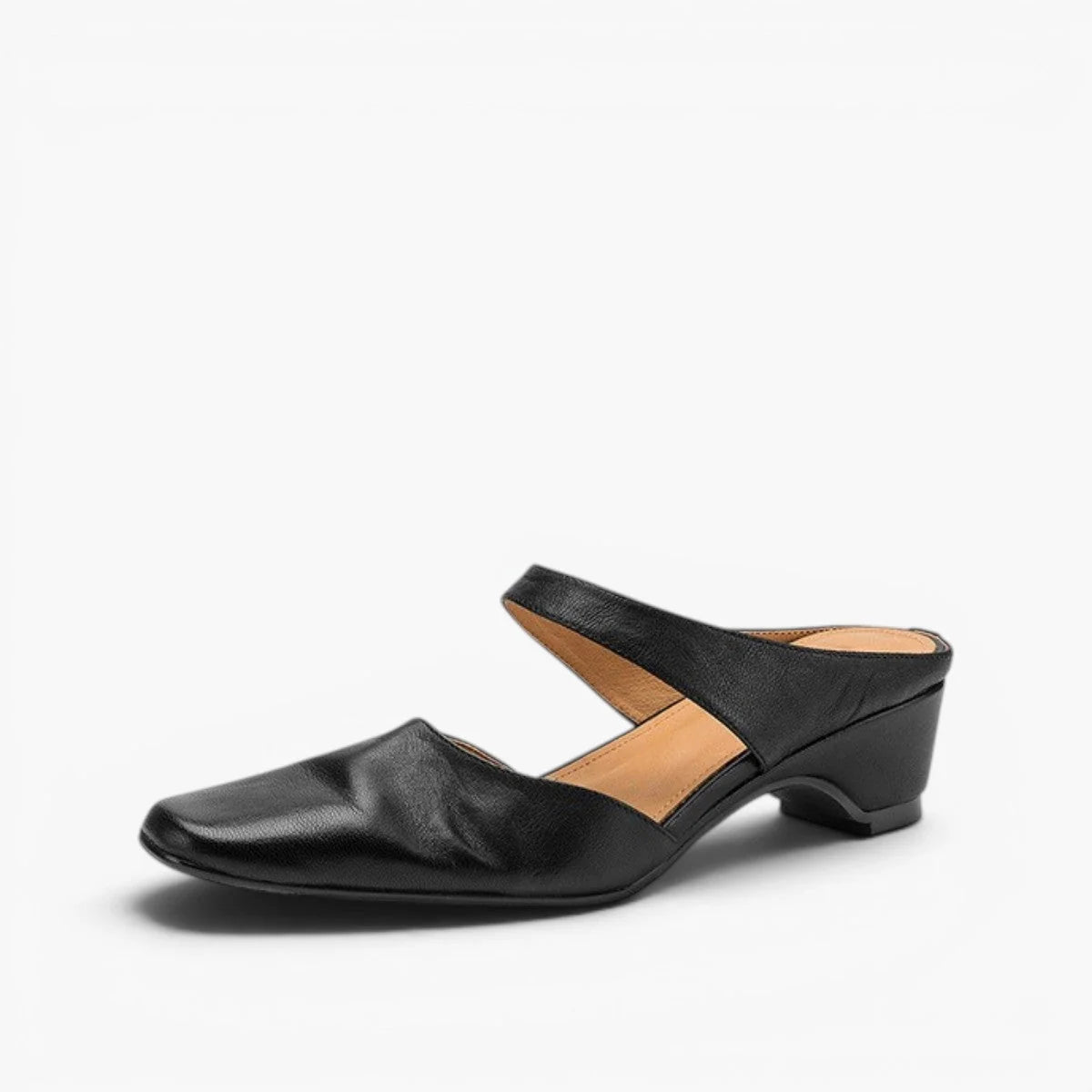 Mules Lambskin Leather Square Toe Wedge Heel