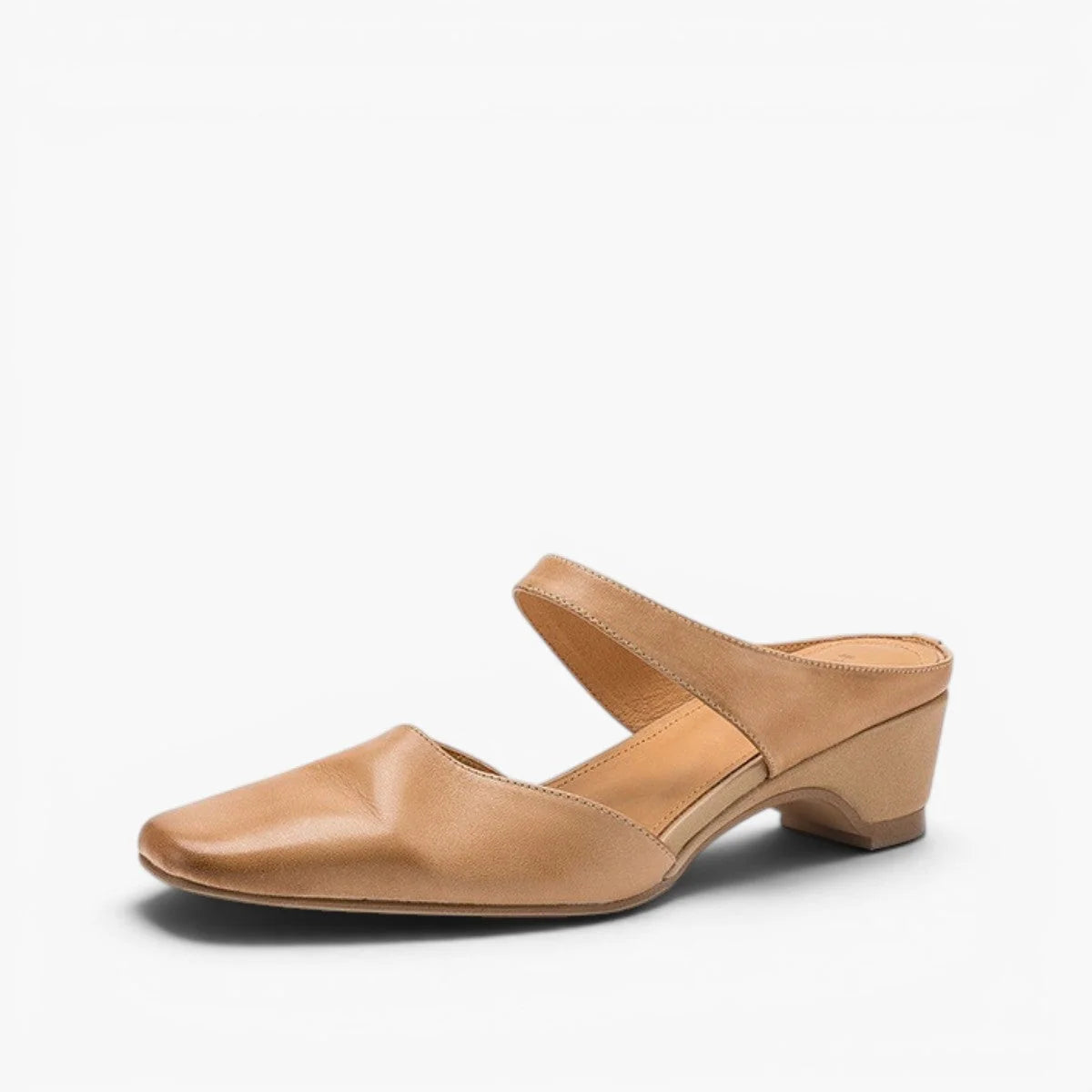Mules Lambskin Leather Square Toe Wedge Heel