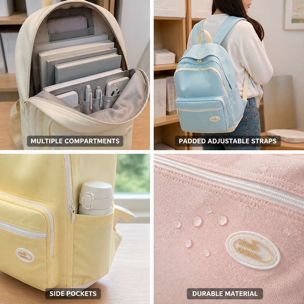 Multi-Compartment Durable School Backpack (Padded Adjustable Straps)