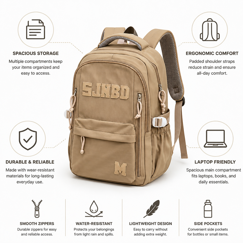 Multi-Compartment Laptop Backpack (Padded Ergonomic Straps)