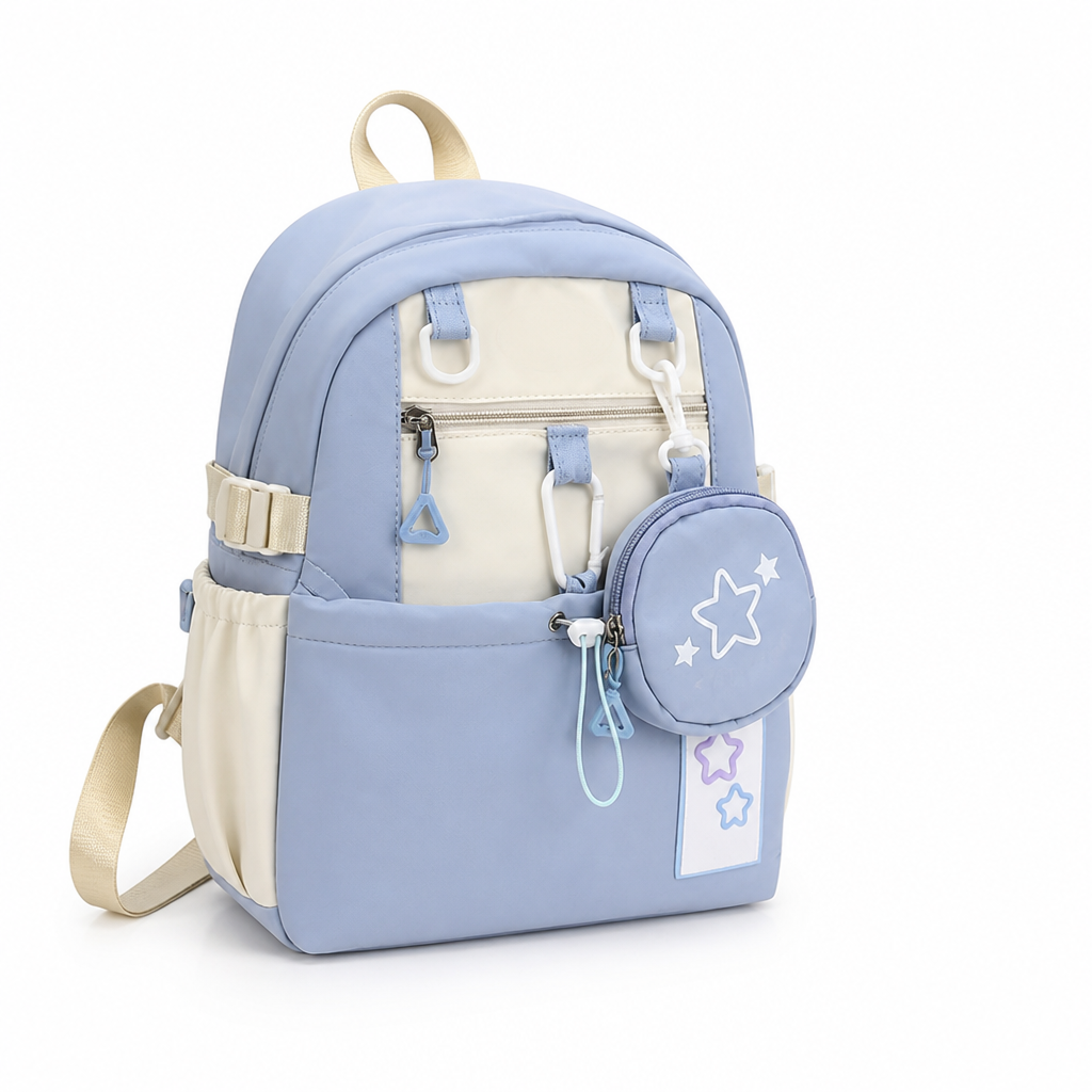 Multi-Pocket Lightweight Kids Backpack (Mini Bag & Adjustable Straps)