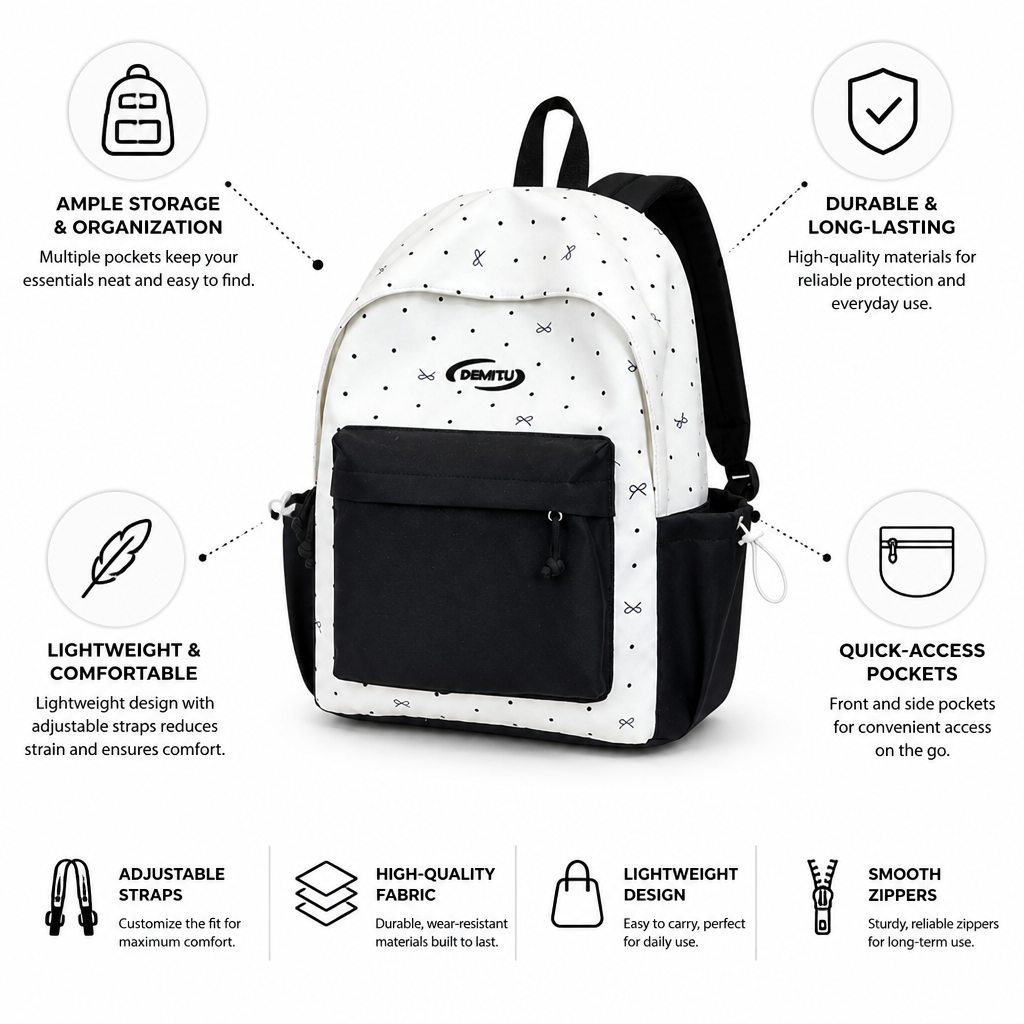 Multi-Pocket Lightweight School Backpack