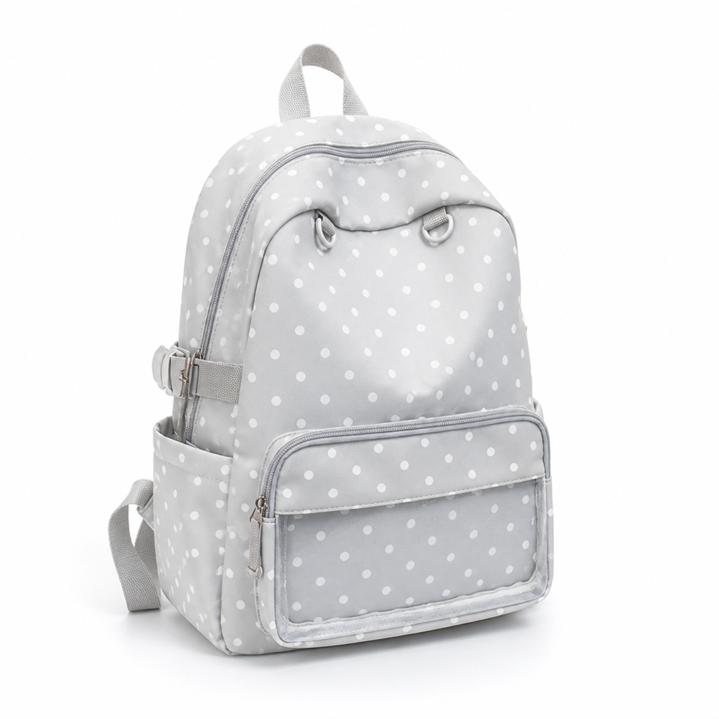 Multi-Pocket Polka Dot School Backpack