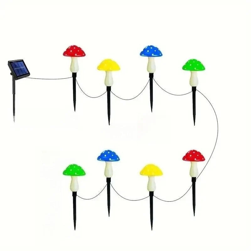 Mushroom String Lights Solar-Powered 8 Modes IP65 Waterproof