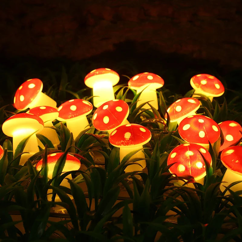 Mushroom String Lights Warm White Weather-Resistant LED
