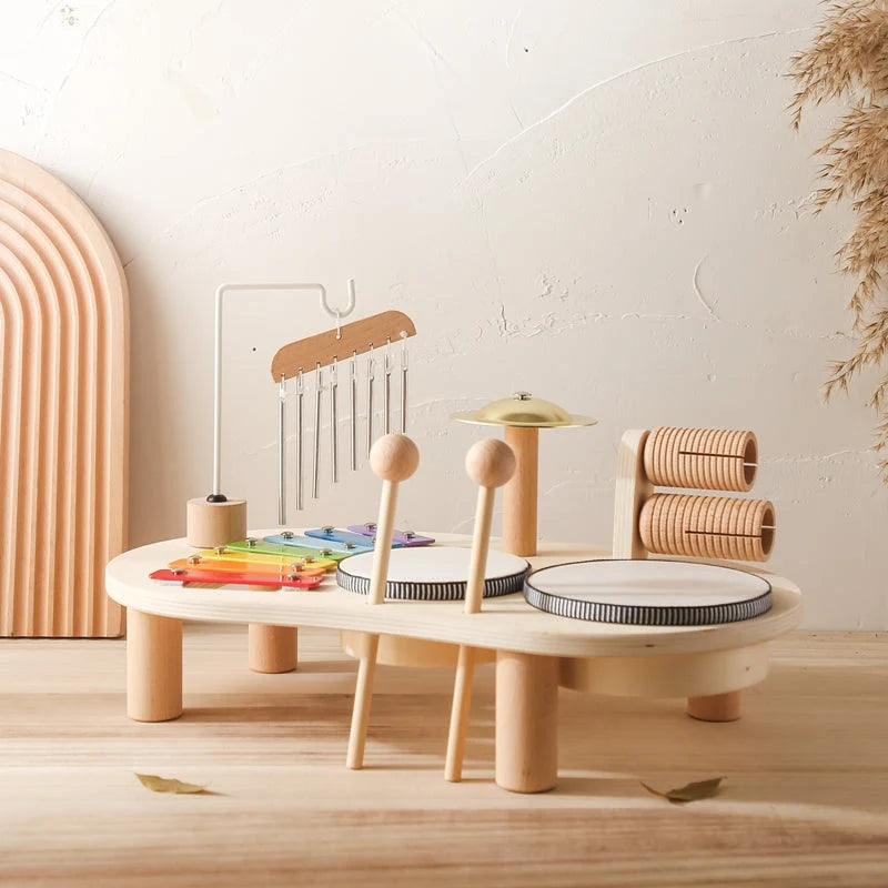 Musical Instrument Table Wooden Xylophone & Drum Set