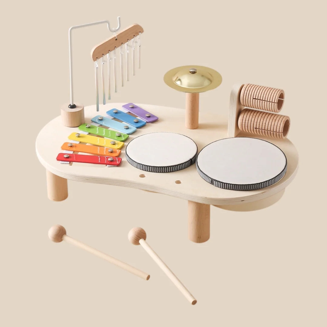 Musical Instrument Table Wooden Xylophone & Drum Set