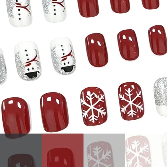 Nail Art Kit Festive Snowflake Glitter With Base Coats