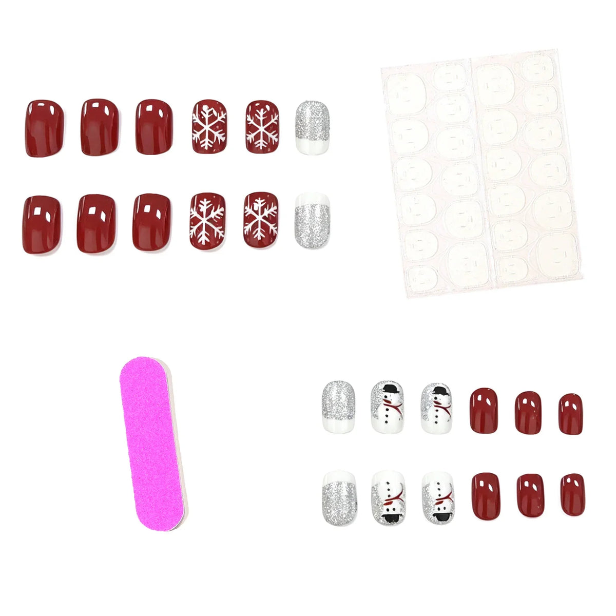 Nail Art Kit Festive Snowflake Glitter With Base Coats