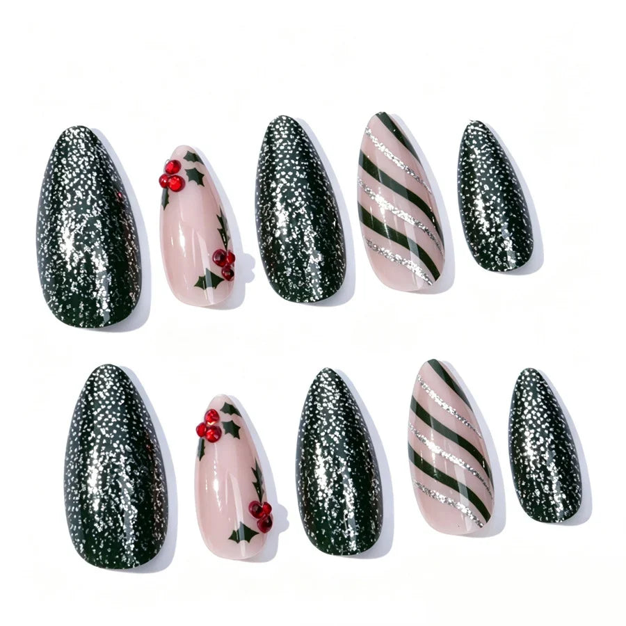 Nail Art Kit Green Glitter & Chip-Resistant Finish