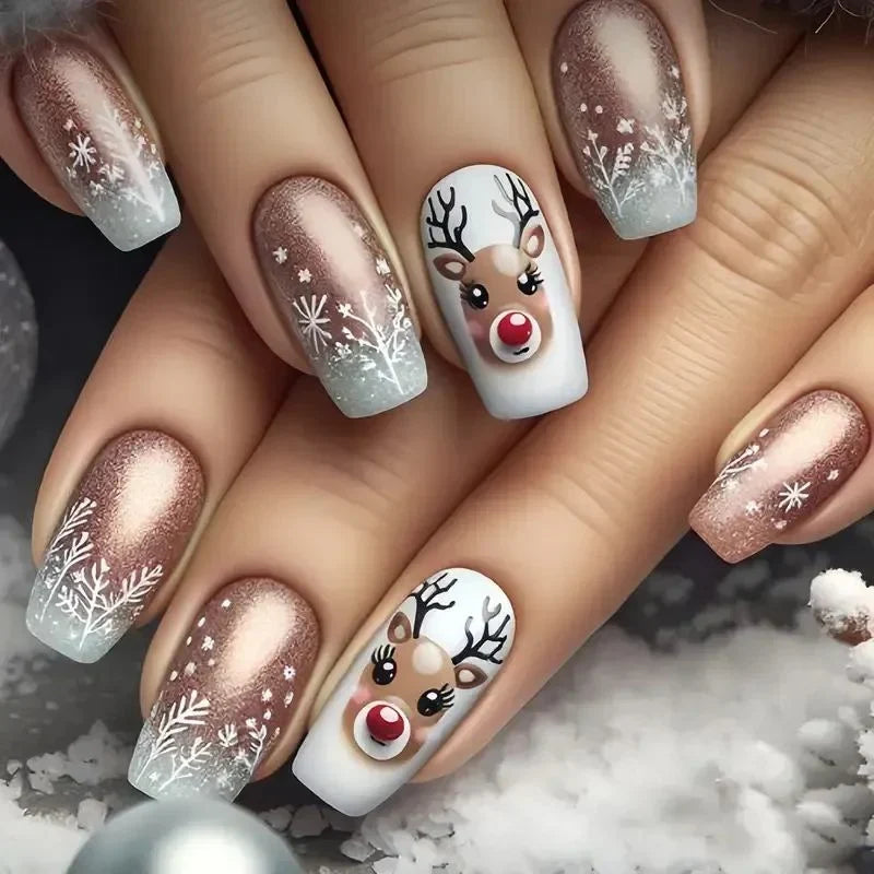 Nail Art Kit Reindeer & Snowflake Easy Apply