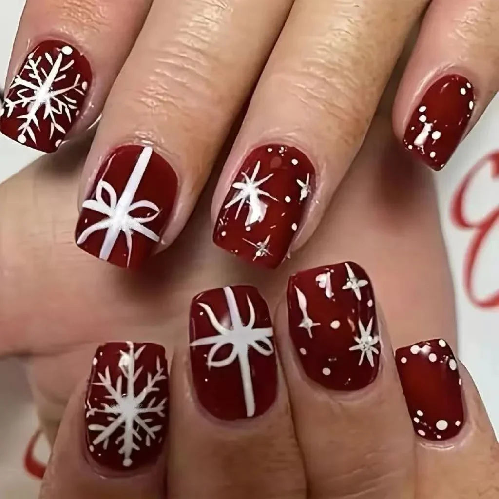 Nail Art Kit Winter Snowflakes & Bows Glossy Finish