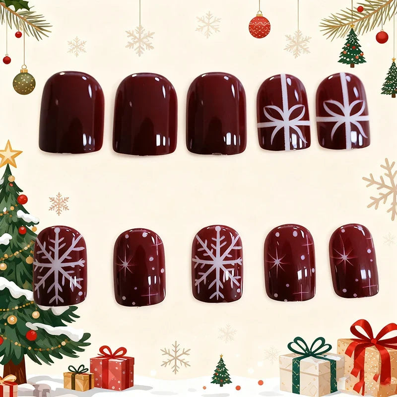 Nail Art Kit Winter Snowflakes & Bows Glossy Finish