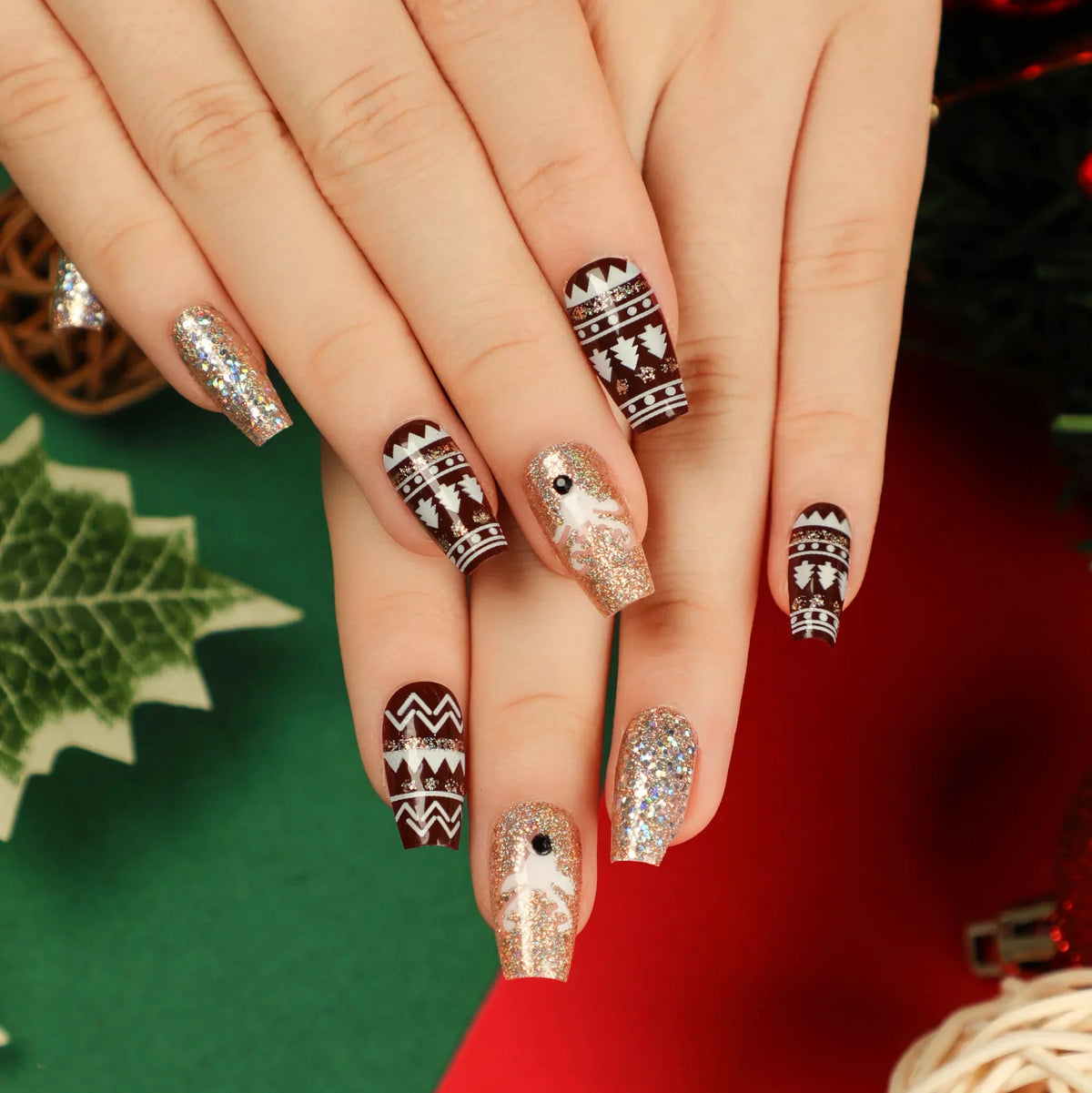 Nail Art Set Blue Rhinestones & Glitter Skin-Friendly Easy Application