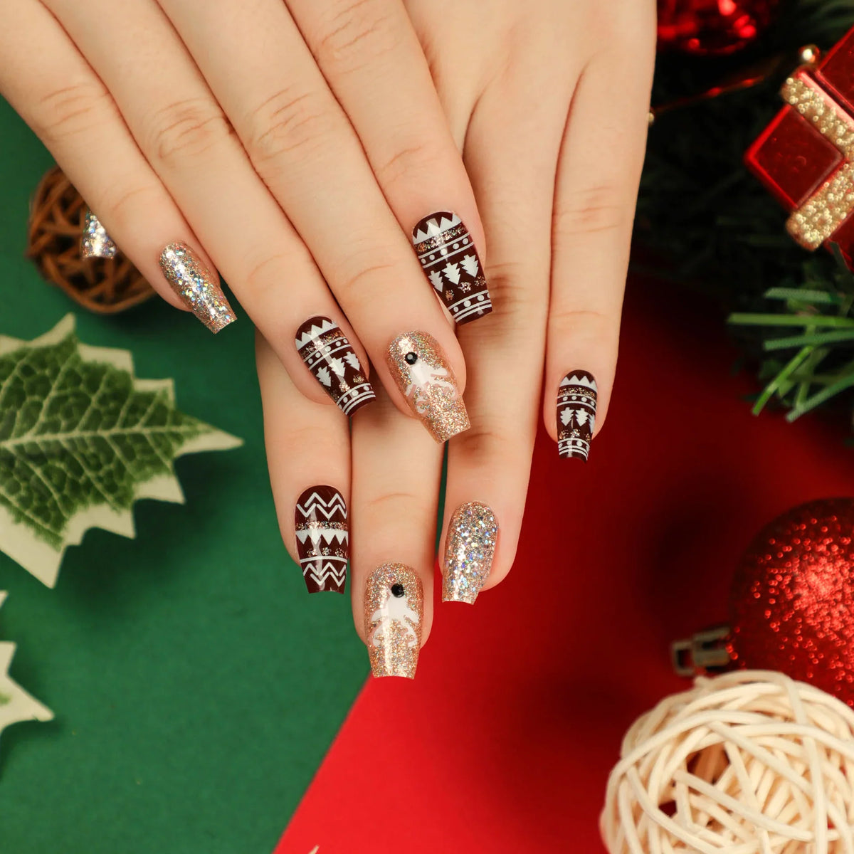 Nail Art Set Blue Rhinestones & Glitter Skin-Friendly Easy Application