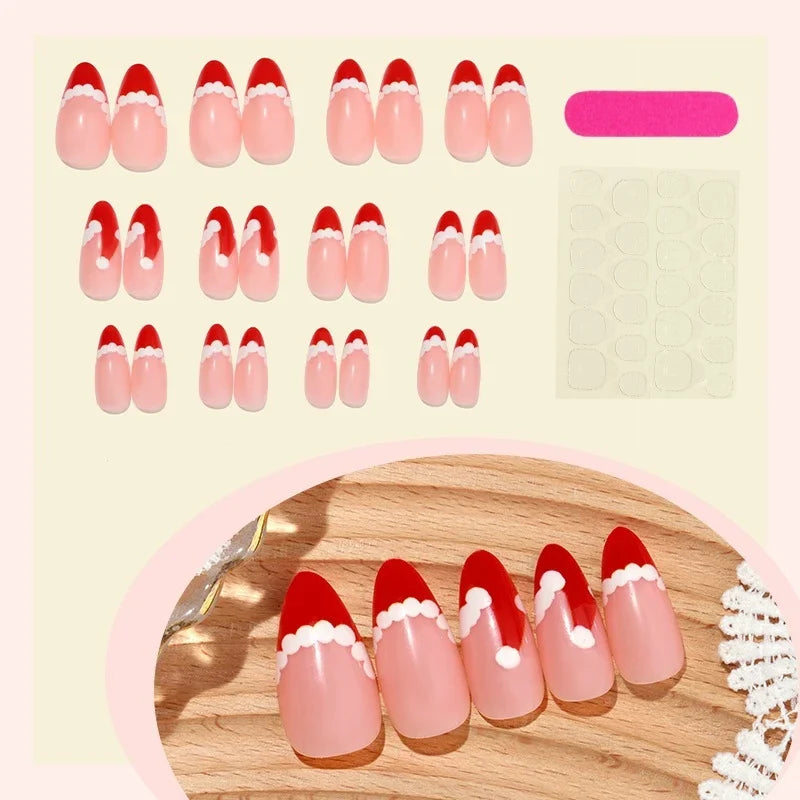 Nail Art Set Festive Red Designs With Glue