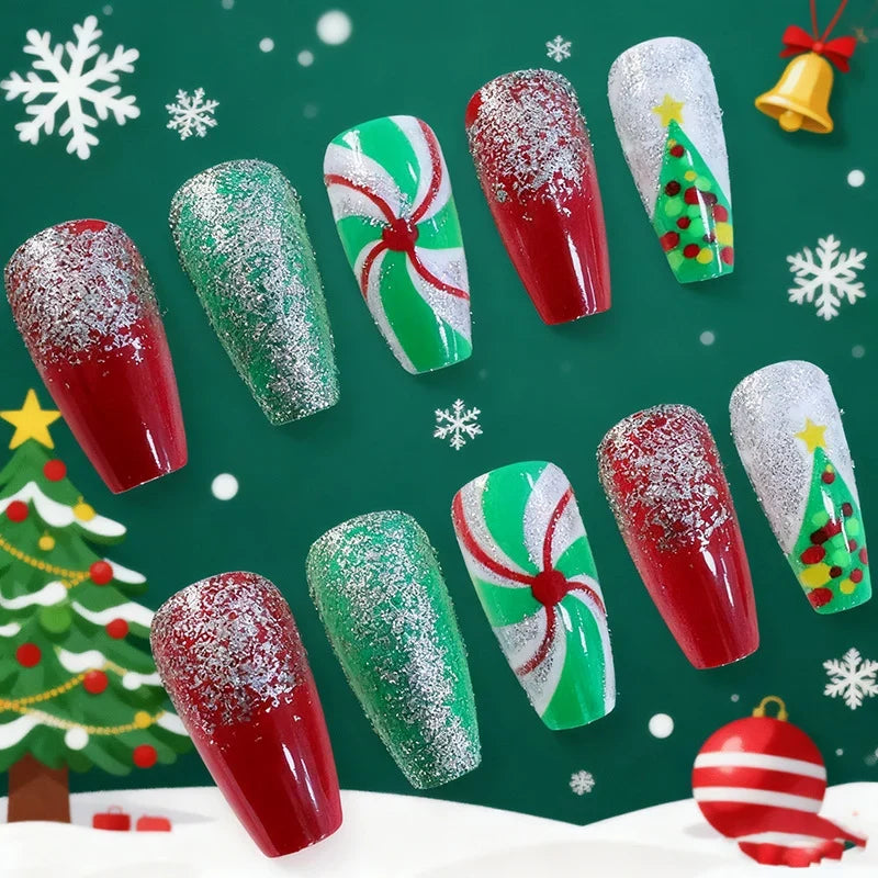 Nail Set Holiday Glitter Long-Lasting Gloss