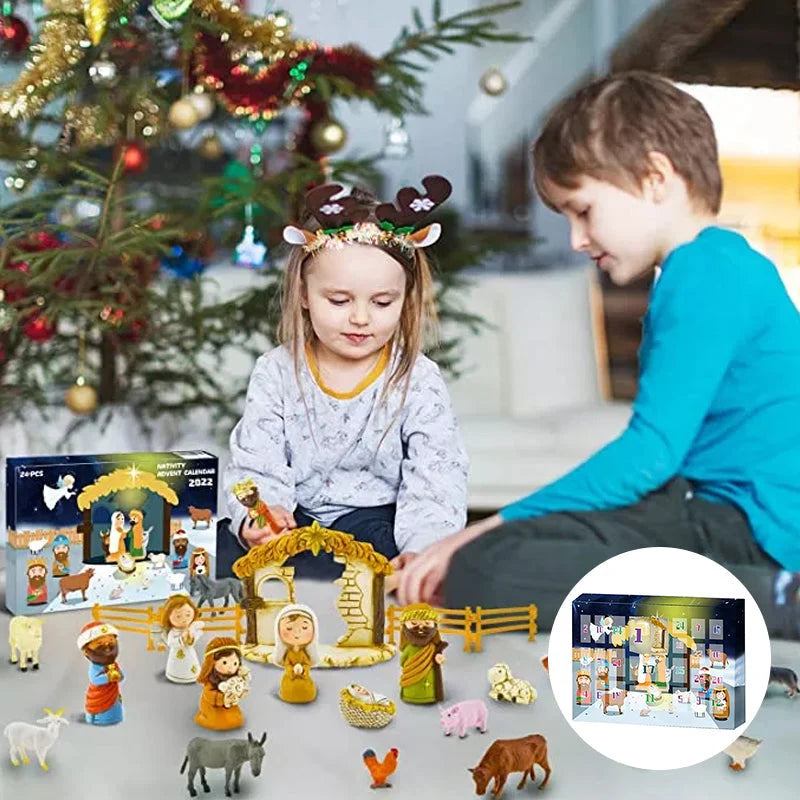 Nativity Advent Calendar 24 Play Figures Christmas Story Set