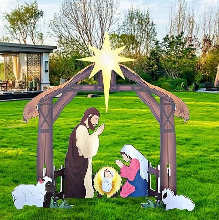 Nativity Scene Set Weather-Resistant Outdoor With Ground Stakes