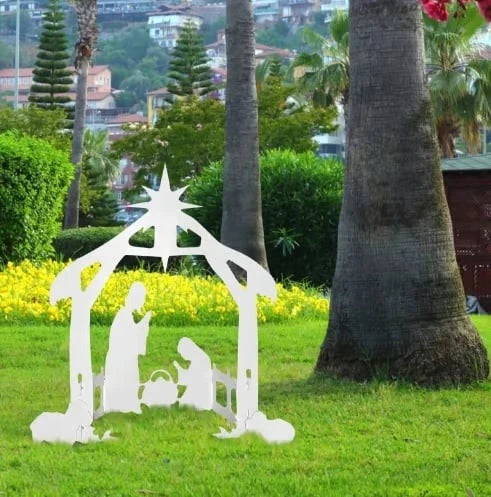 Nativity Scene Set Weather-Resistant Outdoor With Ground Stakes
