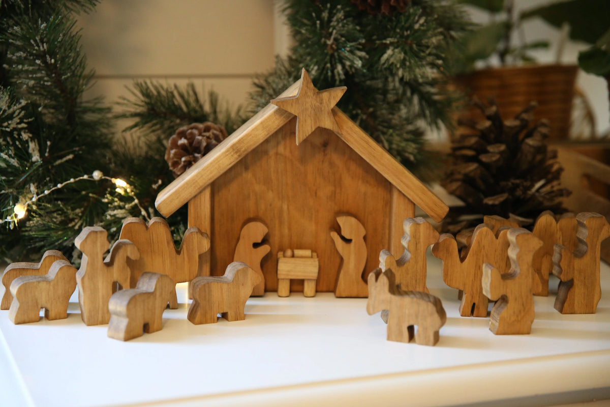 Nativity Set Handcrafted Solid Wood & Child-Safe Finish