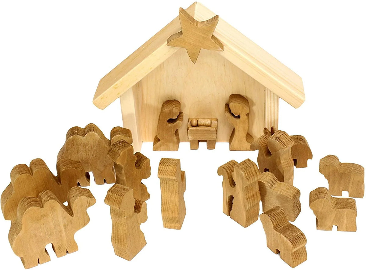 Nativity Set Handcrafted Solid Wood & Child-Safe Finish