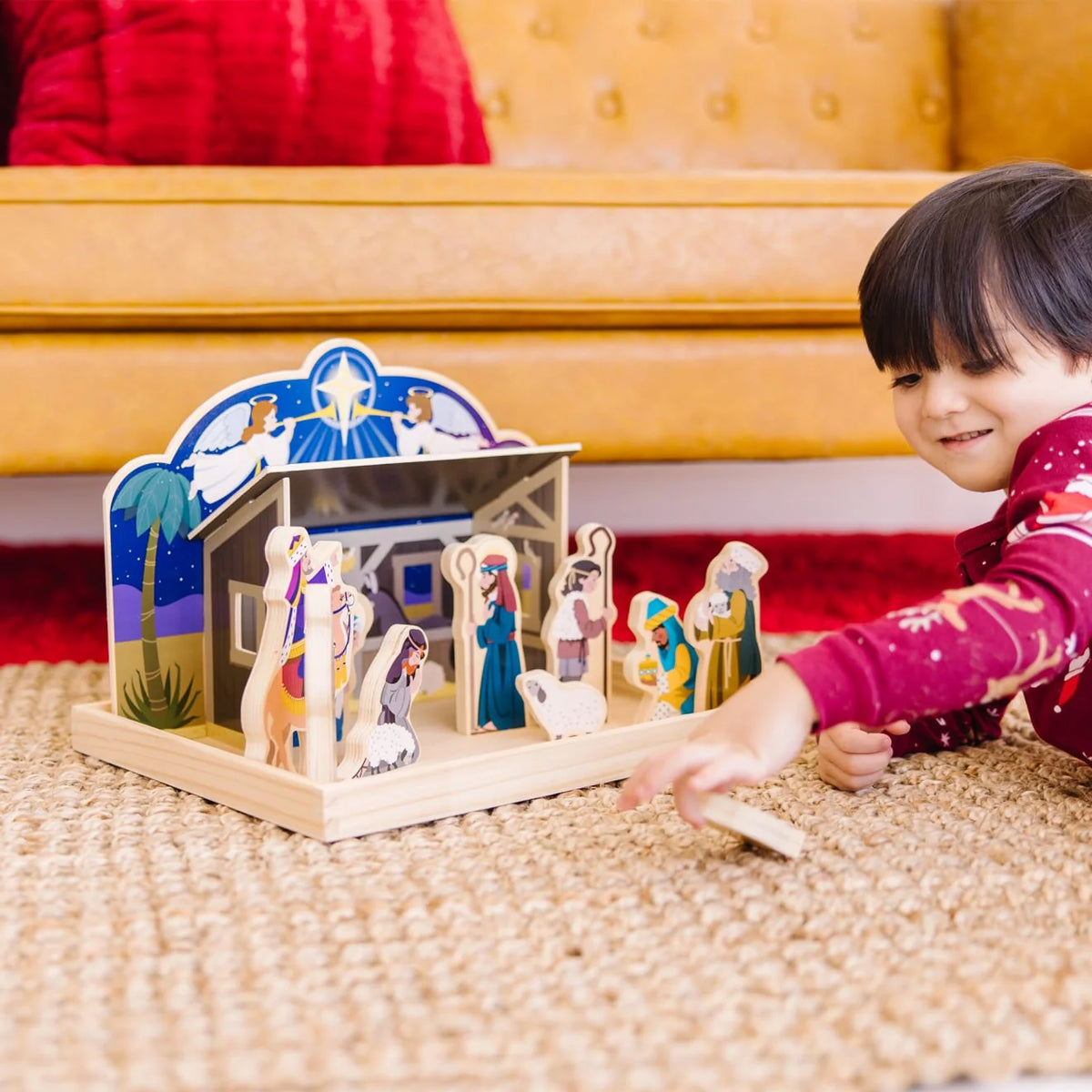 Nativity Set Wooden Interlocking Stable & 11 Figures