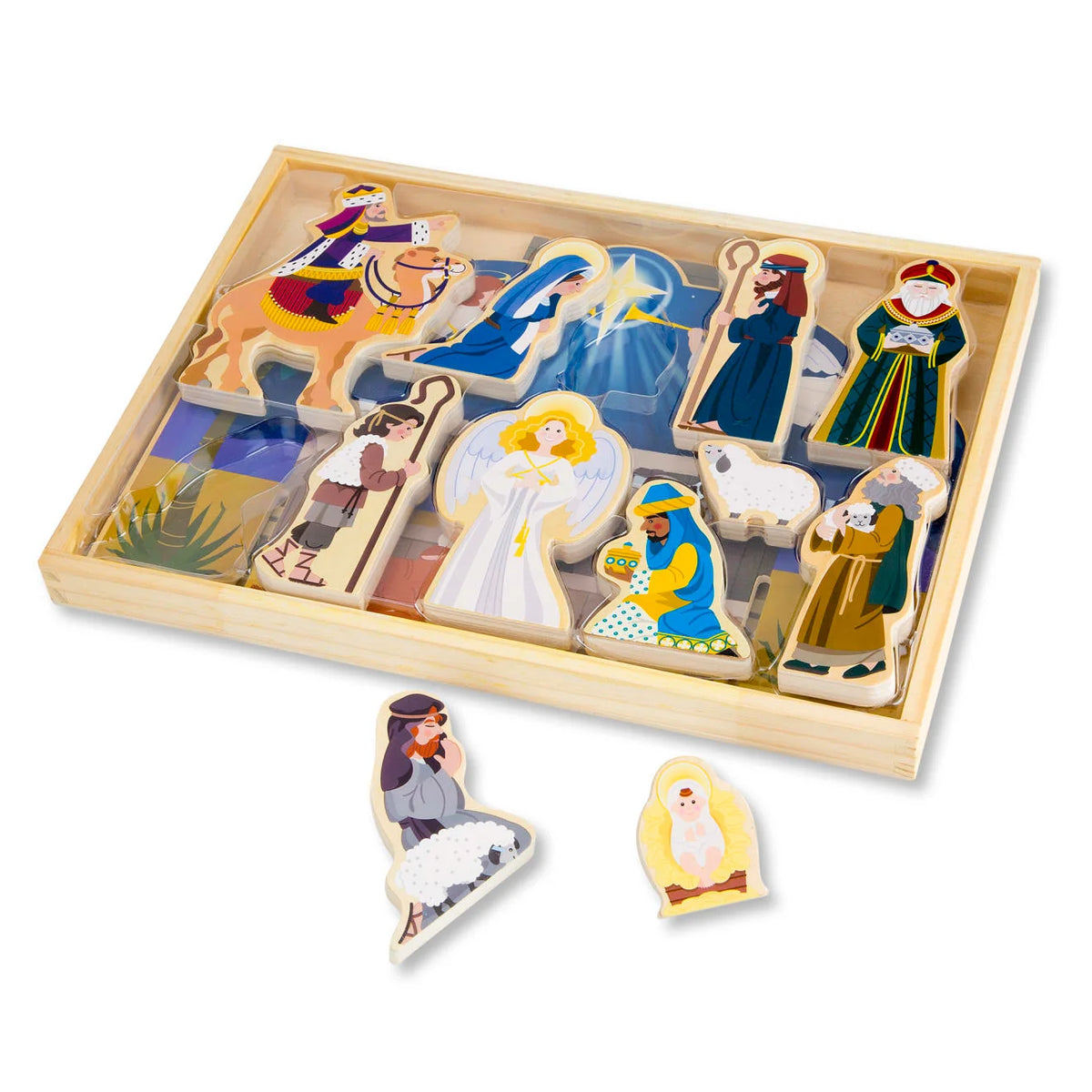 Nativity Set Wooden Interlocking Stable & 11 Figures