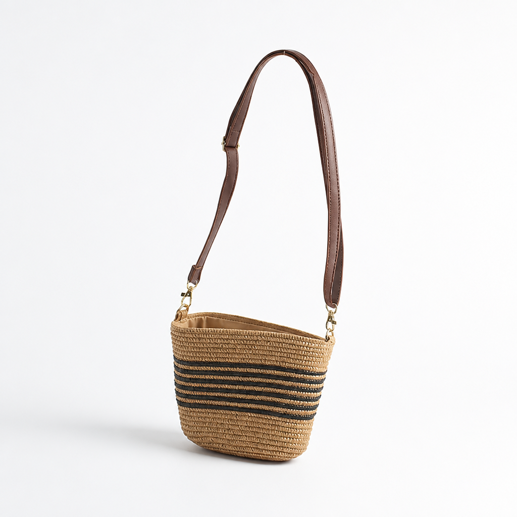 Natural Material Adjustable Strap Shoulder Bag