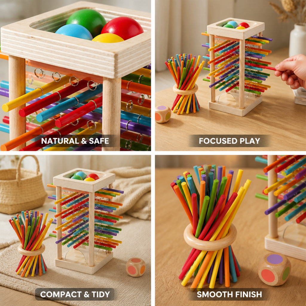 Natural Wood Pick-Up Sticks Game (Set of 36)