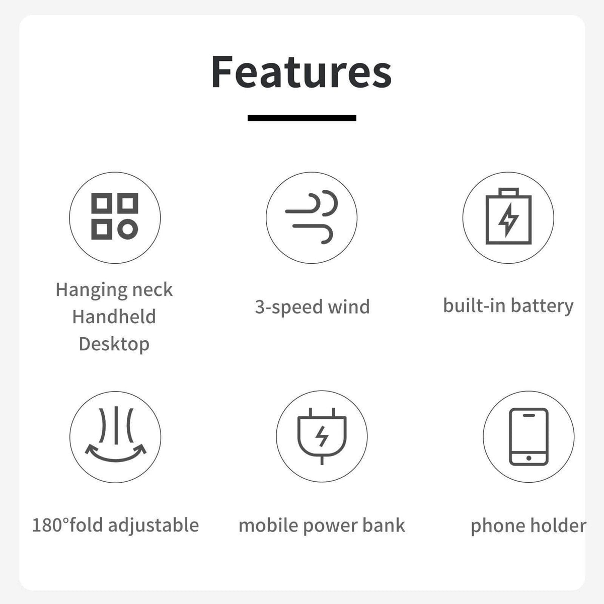 Neck Fan Hands-Free Wearable 3000mAh Power Bank