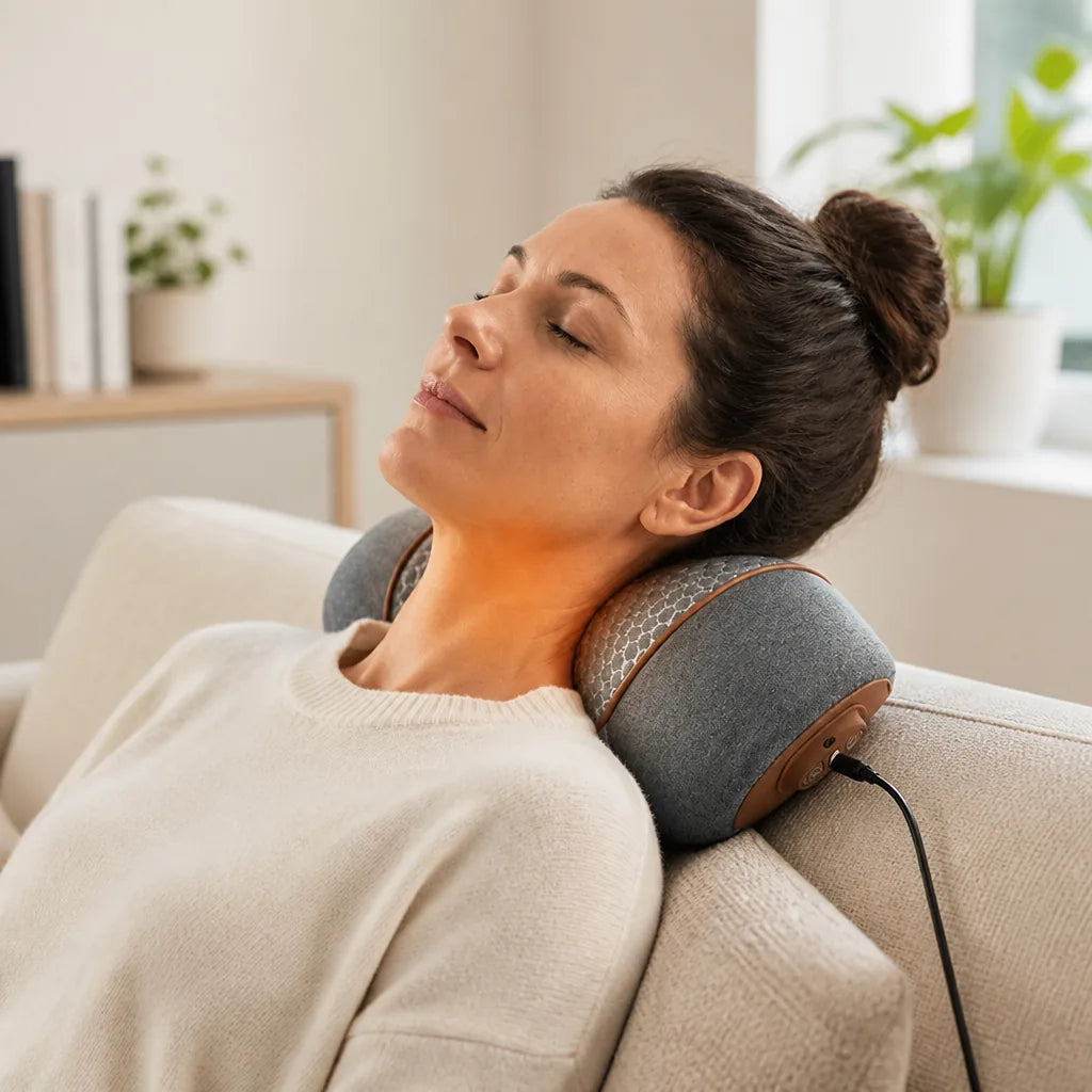 Neck Massager Heat Vibration & Traction Rechargeable
