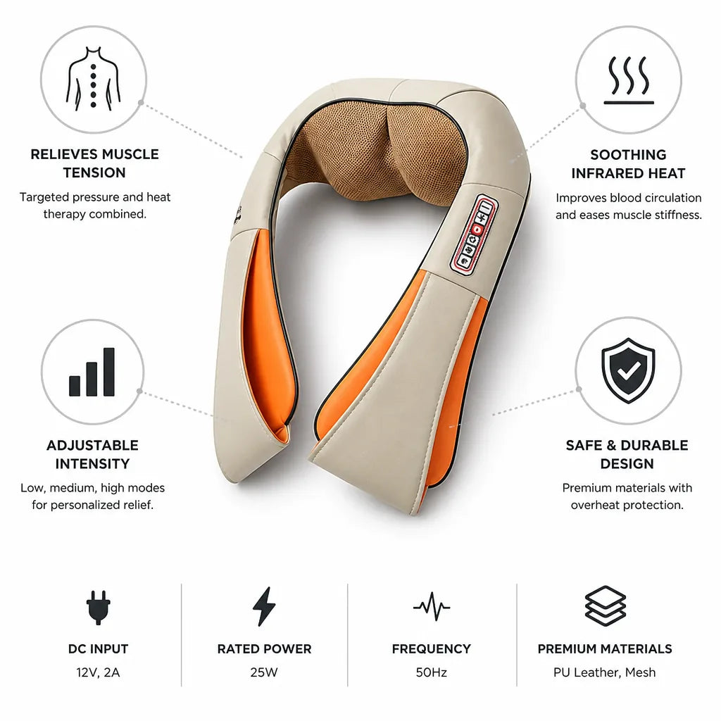 Neck Massager Infrared Heat & 8 Carbon Fiber Nodes