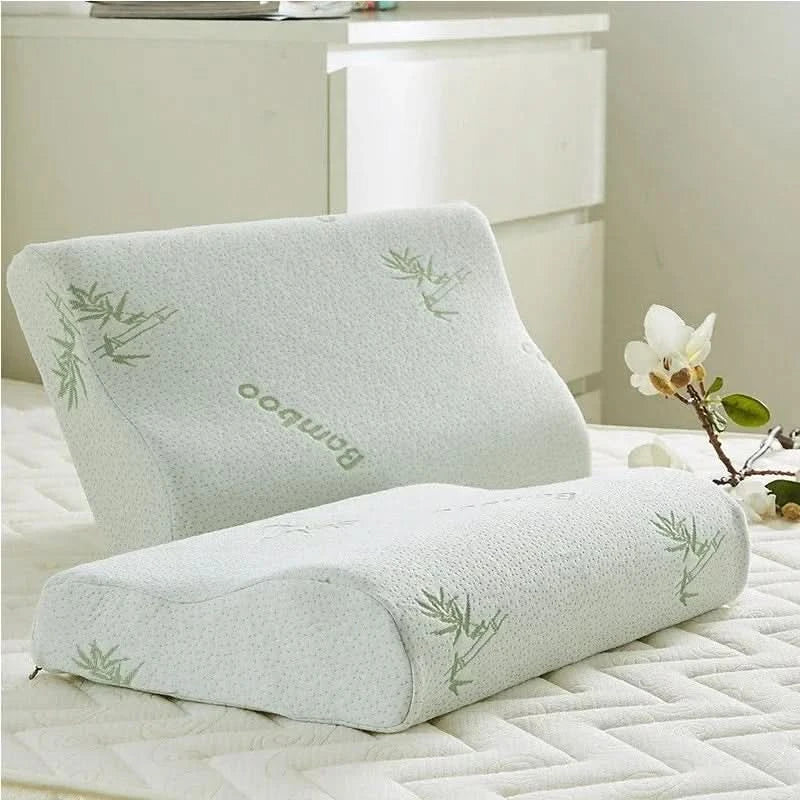 Neck Pillow Ergonomic Support Memory Foam Bamboo Fiber Cover