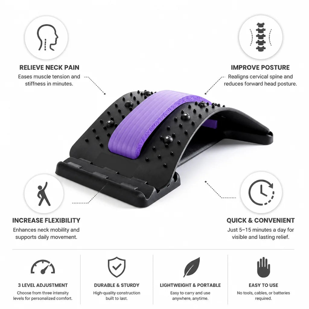 Neck Stretcher Ergonomic 3-Level Adjustable Posture Support
