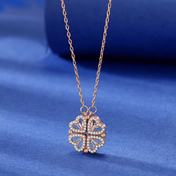 Necklace Four-Heart Clover Pendant Adjustable Chain